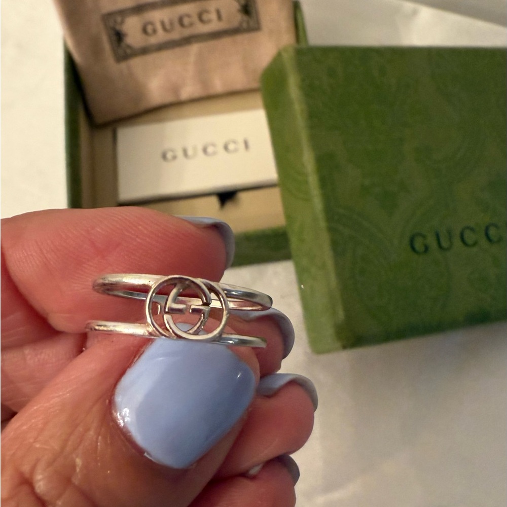 Gucci Silver Double G Marmont ring